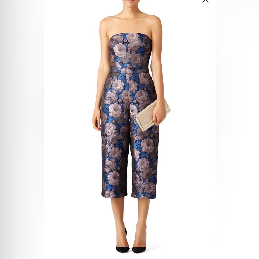 Greylin Mauve Floral  Strapless Jumpsuit